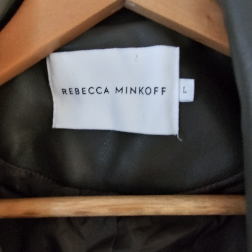 Rebecca MIinkoff Jacket Women's Small Olive Vegan Leather Biker - Picture 6 of 10